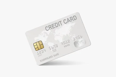 Vector 3d Realistic White Credit Card with World Map Isolated. Design Template Stock Illustration