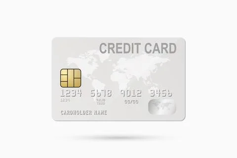 Vector 3d Realistic White Credit Card with Worl Map Isolated on White Background Illustrazione stock