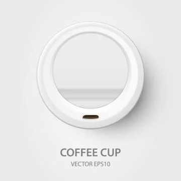 Vector 3d Realistic White Disposable Closed Paper, Plastic Coffee Cup for Drinks 스톡 일러스트