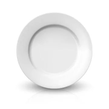 Vector 3d Realistic White Empty Porcelain, Ceramic Plate Icon Closeup Isolated Stock Illustration