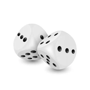 Vector 3d Realistic White Game Dice with White Dots Set Closeup Isolated on Stock Illustration
