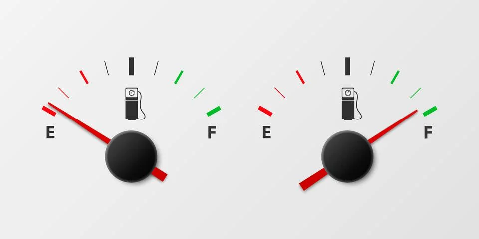 Vector 3d Realistic White Gas Fuel Tank Gauge, Oil Level Bar on White Background Stock Illustration