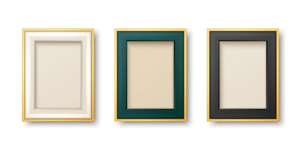 Vector 3d Realistic White, Gen, Black and Golden Decorative Vintage Frames 스톡 일러스트