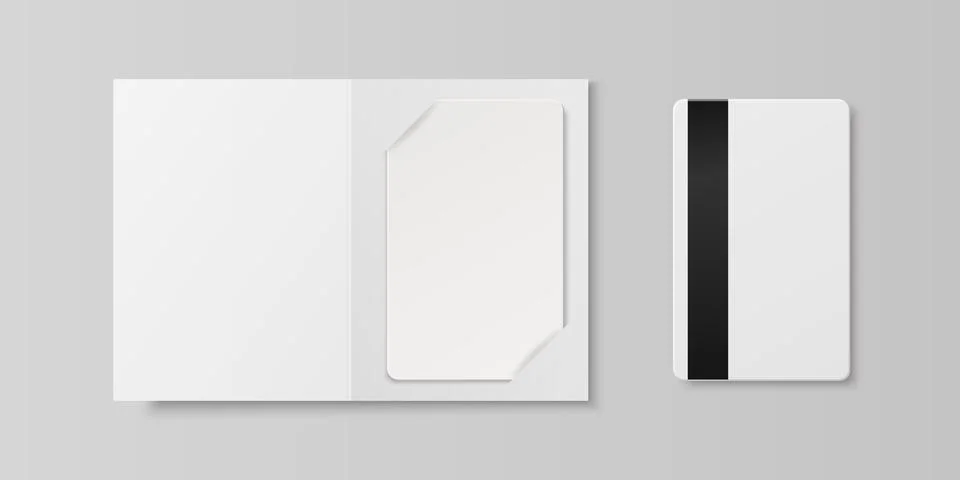 Vector 3d Realistic White Guest Room, Plastic Hotel Apartment Keycard, ID Card Stock Illustration