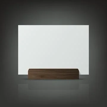 Vector 3d Realistic White Horizontal Empty Blank Paper Sheet, Card on Wooden Stock Illustration