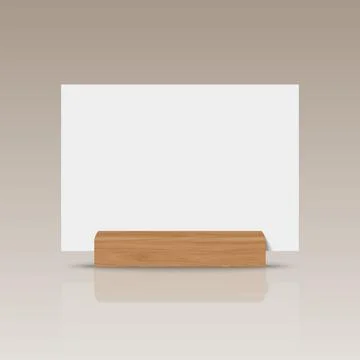 Vector 3d Realistic White Horizontal Empty Blank Paper Sheet, Card on Wooden Stock Illustration