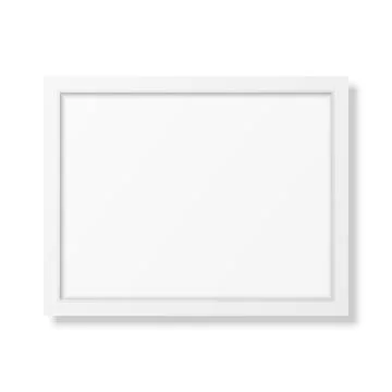 Vector 3d Realistic White Horizontal Picture Frame, Isolated. Minimal 3d Photo Stock Illustration