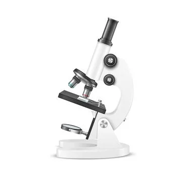 Vector 3d Realistic White Laboratory, School Microscope Isolated. Chemistry Stock Illustration