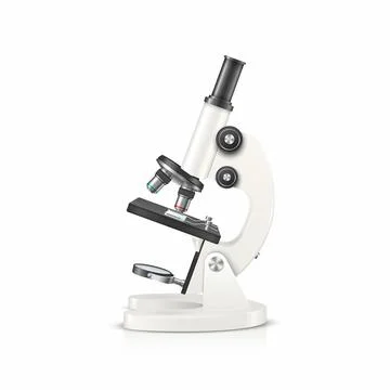 Vector 3d Realistic White Laboratory Microscope Isolated on White. Chemistry Stock Illustration