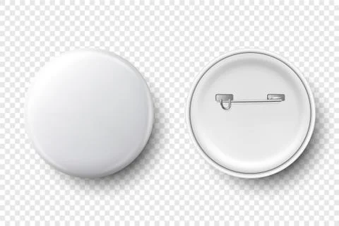 Vector 3d Realistic White Metal, Plastic Blank Button Badge Icon Set Isolated on 스톡 일러스트