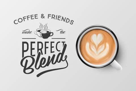 Vector 3d Realistic White Metal Enamel Mug with Foam Coffee - Capuccino, Latte - Stock-Illustration