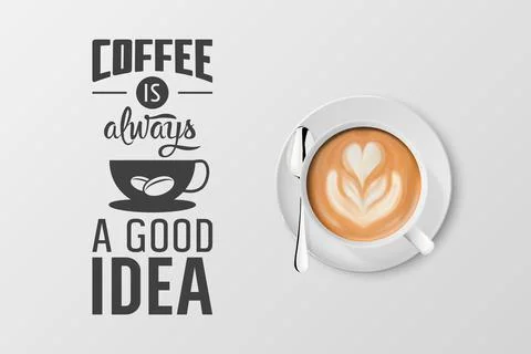 Vector 3d Realistic White Metal Enamel Mug with Foam Coffee - Capuccino, Latte - Illustrazione stock