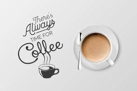 Vector 3d Realistic White Metal Enamel Mug with Foam Coffee - Capuccino, Latte - Illustrazione stock