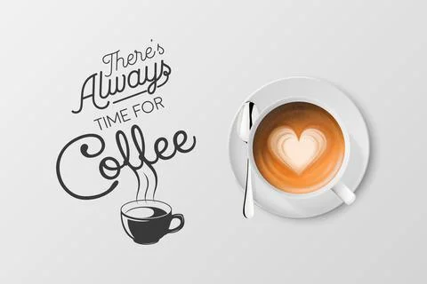 Vector 3d Realistic White Metal Enamel Mug with Foam Coffee - Capuccino, Latte - Stock Illustration