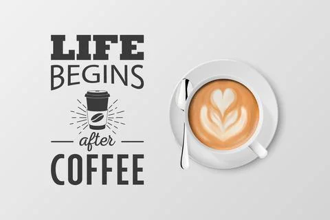 Vector 3d Realistic White Metal Enamel Mug with Foam Coffee - Capuccino, Latte - Stock-Illustration