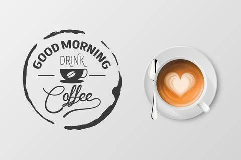 Vector 3d Realistic White Metal Enamel Mug with Foam Coffee - Capuccino, Latte - Stockillustratie