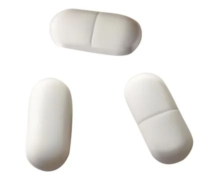Vector 3d realistic white oval pill Illustration. Stock Illustration