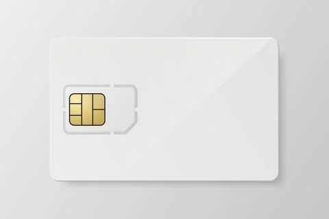 Vector 3d Realistic White Plastic Card and Sim Card Template, Isolated. Design Stock Illustration