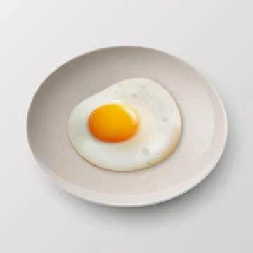 Vector 3d Realistic White Plate, Dish with Fried Egg, Omelet Inside Isolated on Stock Illustration