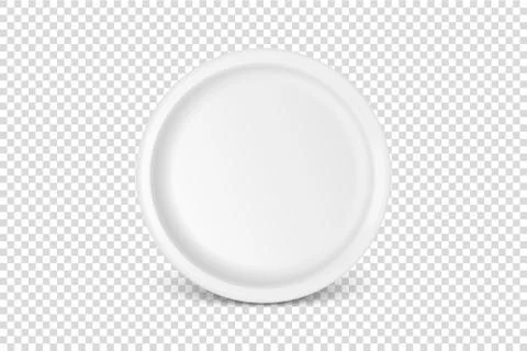 Vector 3d Realistic White Porcelain, Plastic or Paper Disposable Food Dish Plate Stock Illustration