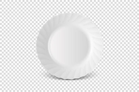 Vector 3d Realistic White Porcelain, Plastic or Paper Disposable Food Dish Plate Stock Illustration