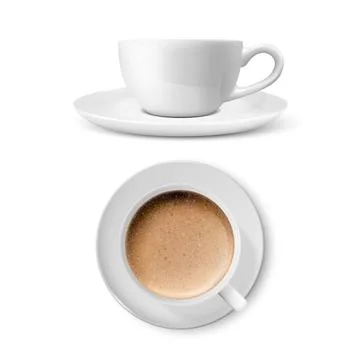 Vector 3d Realistic White Porcelain Ceramic Mug Empty and with Milk Coffee and イラスト素材