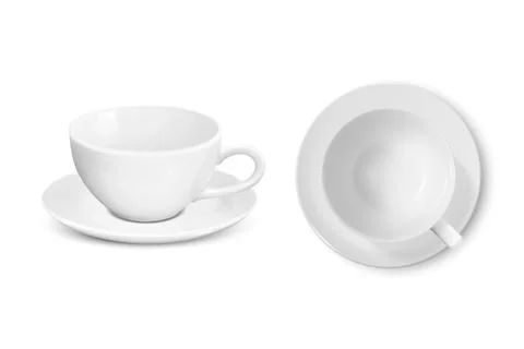 Vector 3d Realistic White Porcelain Empty Ceramic Mug with Saucer Set Isolated Stockillustratie