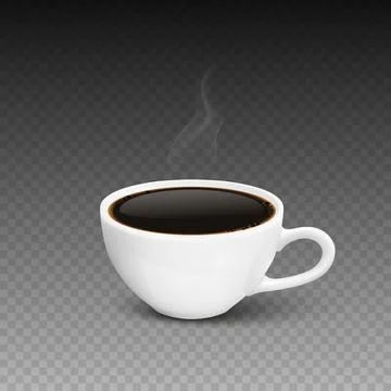 Vector 3d Realistic White Porcelain Ceramic Mug, Hot Milk Coffee, Foam, Flower Stockillustratie