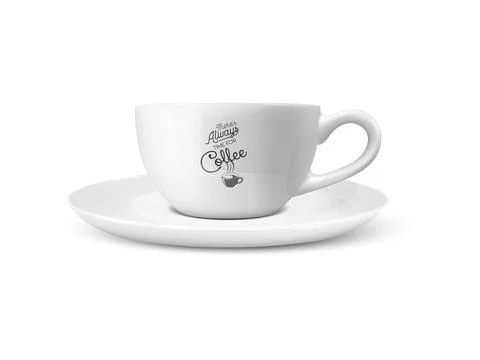 Vector 3d Realistic White Porcelain Ceramic Mug Isolated on White Background 库存插图