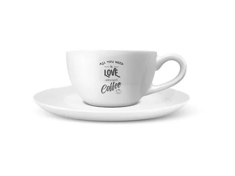 Vector 3d Realistic White Porcelain Ceramic Mug Isolated on White Background Stock Illustration