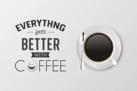 Vector 3d Realistic White Porcelain Ceramic Mug with Black Espresso, Mocha 스톡 일러스트