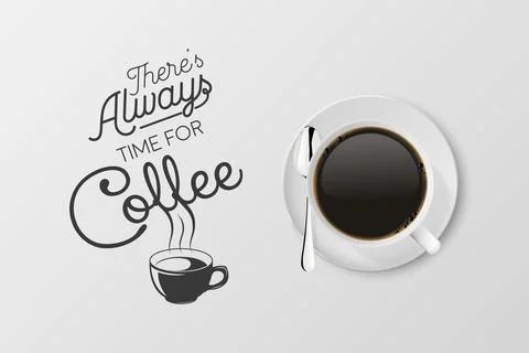 Vector 3d Realistic White Porcelain Ceramic Mug with Black Espresso, Mocha 스톡 일러스트