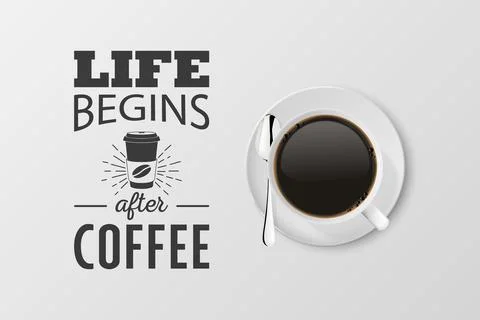 Vector 3d Realistic White Porcelain Ceramic Mug with Black Espresso, Mocha 스톡 일러스트