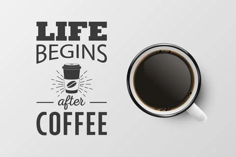 Vector 3d Realistic White Porcelain Ceramic Mug with Black Espresso, Mocha Illustrazione stock