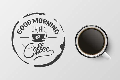 Vector 3d Realistic White Porcelain Ceramic Mug with Black Espresso, Mocha 스톡 일러스트