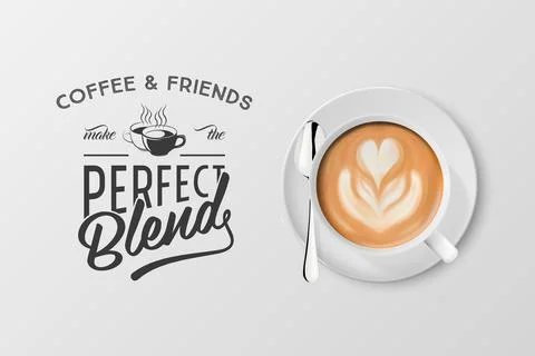 Vector 3d Realistic White Porcelain Ceramic Mug with Foam Coffee - Capuccino Stock Illustration