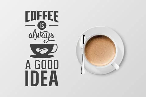 Vector 3d Realistic White Porcelain Ceramic Mug with Foam Coffee - Capuccino 스톡 일러스트