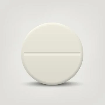Vector 3d Realistic White Round Pharmaceutical Medical Pill, Capsule, Tablet Stock-Illustration