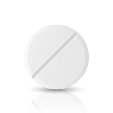Vector 3d Realistic White Round Pharmaceutical Medical Pill, Capsule, Tablet Stock-Illustration