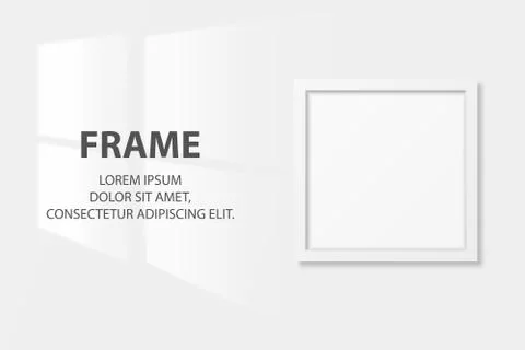 Vector 3d Realistic White Square Wooden Simple Modern Frame Icon Closeup Stock Illustration