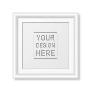 Vector 3d Realistic White Square Plastic or Wooden Simple Modern Frame Isolated Illustrazione stock