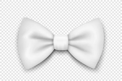 Vector 3d Realistic White Textured Bow Tie Icon Closeup Isolated. Silk Glossy Stock Illustration