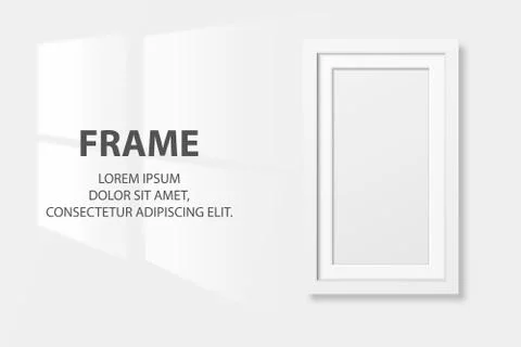 Vector 3d Realistic White Vertical Wooden Simple Modern Frame Icon Closeup Stock-Illustration