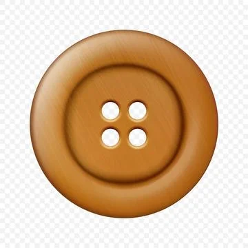 Vector 3d Realistic Wooden Button for Clothes Icon Set Closeup Isolated. Fashion Illustrazione stock