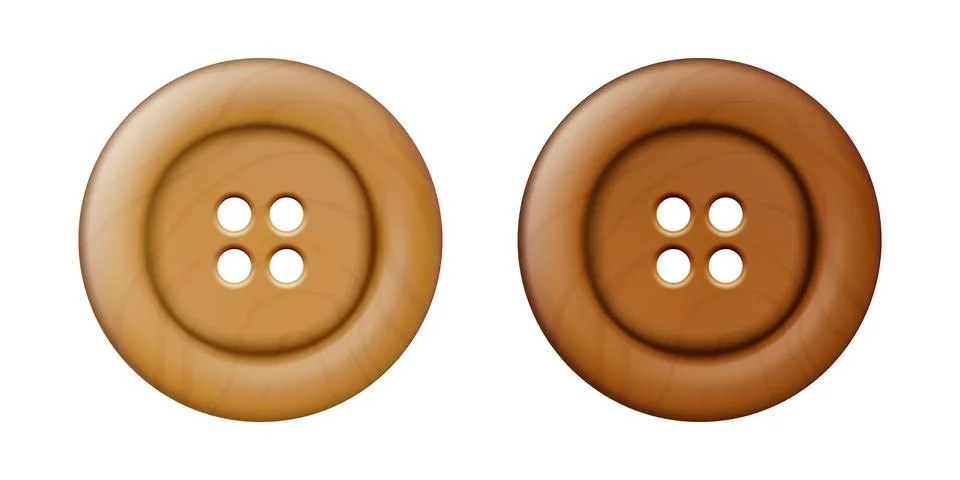 Vector 3d Realistic Wooden Button for Clothes Icon Set Closeup Isolated. Fashion 스톡 일러스트
