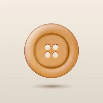 Vector 3d Realistic Wooden Button for Clothes Icon with Shadow Closeup Isolated 스톡 일러스트