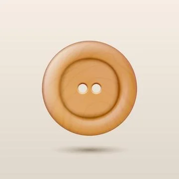 Vector 3d Realistic Wooden Button for Clothes Icon with Shadow Closeup Isolated 스톡 일러스트