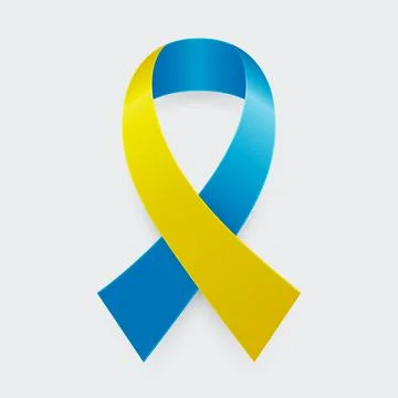 Vector 3d Realistic Yellow and Blue Ribbon Icon Closeup Isolated on White 스톡 일러스트