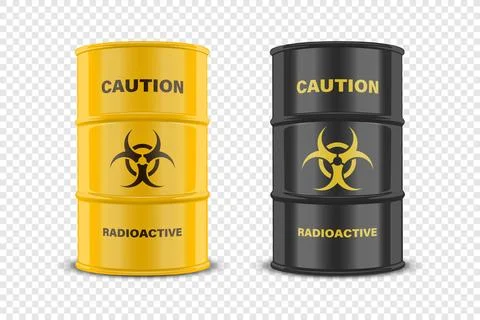 Vector 3d Realistic Yellow Barrel, Hazard Liquid. Caution, Radioactive Stock Illustration