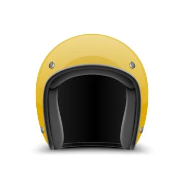 Vector 3D Realistic Yellow Classic Vintage Open-Face Motorbike Helmet. Glossy Illustrazione stock